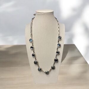 Cold Water Creek Silver Tone and Bluish Accent Pieces Necklace